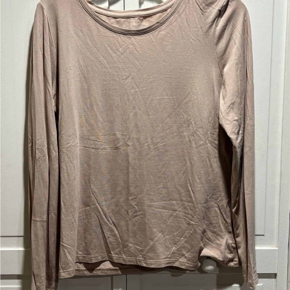 Tahari Women's Long Sleeve Tan‎ Top